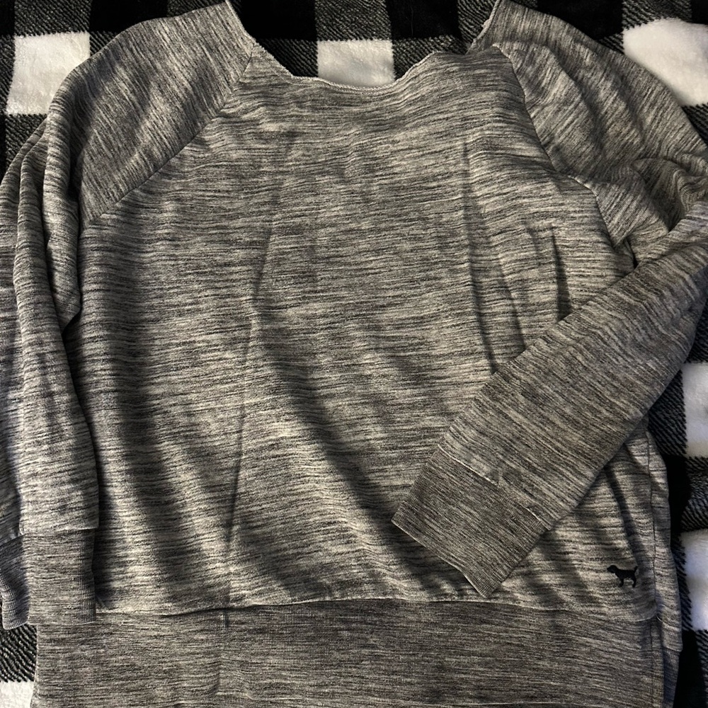 VS pink grey scoop neck sweatshirt